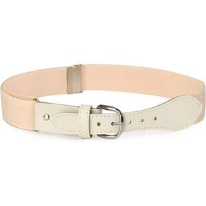 Hold’Em Baseball Belt Boys Leather Closure Elastic Adjustable Strap - Off-white